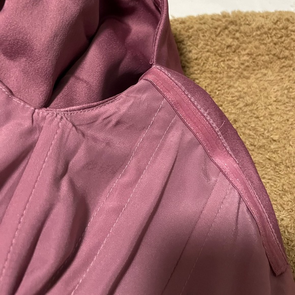 NWT ASOS Edition Satin Bardot Drape Wrap Maxi Dress in orchid. Size 2. - Picture 10 of 12